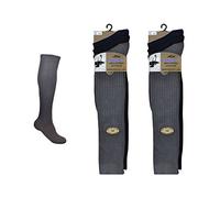 6 Pairs Mens Extra Long 100% Cotton Socks - Mens Long Hose Socks (Dark Assorted)