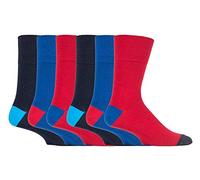 6 Pairs mens gentle grip no elastic socks 6-11 uk, 39-45 eur Assorted colours (MGG560)