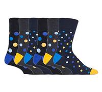 6 Pairs mens gentle grip no elastic socks 6-11 uk, 39-45 eur Assorted colours (MGG562)