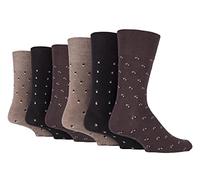 6 Pairs men's gentle grip no elastic socks 6-11 uk, 39-45 eur Assorted colours squares (MGG20)