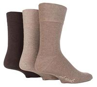 6 Pairs men's gentle grip no elastic socks 6-11 uk, 39-45 eur Plain Beige Brown MGG103