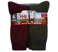 6 Pairs Mens Merino Wool Soft Warm Socks - Wool Blend Boot Hiking Walking Socks - UK 6-11/EU 39-45