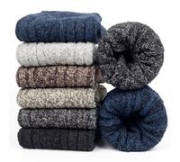 6 Pairs Mens Merino Wool Warm Winter Thermal Socks Size 6-12 Gifts for Men | Classic Thick Wool Socks Premium Hiking Walking Socks Lightweight and All-Day Comfortable Suitable for Business Causal Wear