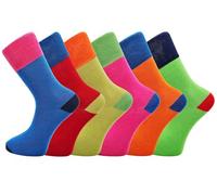6 Pairs Mens Non Elastic Socks Diabetic Friendly Soft Cotton Wide Flexi Top Grip UK 6-11 (2 Tone Neon)