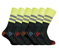 6 Pairs Mens Reinforced Heavy Duty Cotton Hi Viz Work Socks for Steel Toe Boots