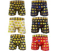 6 Pairs Mens Smiley Face Boxer Shorts Trunks Adults Emoji Funny Boxers S M L XL XXL (UK, Alpha, S, Regular, Regular, Smily Face)