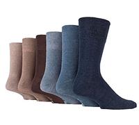6 Pairs Mens Sockshop Gentle Grip Socks 6-11 UK 39-45 EUR see variations (RG53 3 Blue 3 Brown)