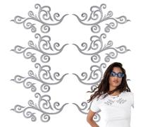 6 Pairs Metallic Embroidered Iron on Patch Trim Fringe Leaves Glitter Retro Boho Embroidered Appliques Iron-on Patches for Dress Pillow Sewing Accessories Embellishment (Silver)