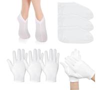 6 Pairs Moisturizing Gloves and Socks Set Moisturizing Gloves Socks for Overnight Hand Feet Eczema Care Spa Soft Thicker Lotion Sock for Softening Repair Rough Cracked Dry Chapped Skin Women Men