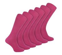 6 Pairs Multipack Mens Ribbed Dress Socks | Sock Snob | Breathable Crew Cotton Socks (6-11, Fuschia)