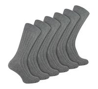 6 Pairs Multipack Mens Ribbed Dress Socks | Sock Snob | Breathable Crew Cotton Socks (6-11, Light Grey)