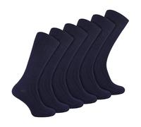 6 Pairs Multipack Mens Ribbed Dress Socks | Sock Snob | Breathable Crew Cotton Socks (6-11, Navy)