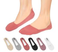 6 Pairs No Show Socks for Women Girl Non Slip Invisible Socks Nylon Thin Footies Hidden Boat Silky Low Cut Liner Ankle Short Socks for Loafers Flats Loafers Lightweight Soft Stretchable Size 5.5 to 8