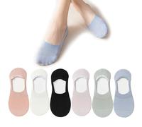 6 Pairs No Show Socks for Women, Non Slip Invisible Boat Ladies Pop Sock, Cotton Invisible Low Cut Non Slip Liner Casual Boat Socks for Sneaker Loafer Flats Size 4-7