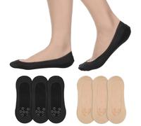 6 Pairs No Show Socks Womens, Ultra Thin No Show Socks Women Liner, Invisible Low Cut Socks Liner Non-slip Thin Causal Line for Women Flats Heels Sport Shoes (Black, Skin Color)