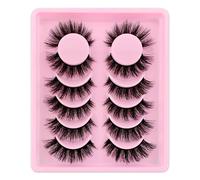 6 Pairs of 3D Artificial Eyelashes Russian False Eyelashes Natural Look Curly Cat Eye Lashes D Curl False Eyelashes with Natural Wispy Volume Cat Eye Eyelashes (206)