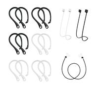 6 Pairs of Anti-lost Ear Hooks, TPU Material Earphone Hooks, Compatible with Most Bluetooth Headphones, for Sports Running Exercise, with 2 Pairs of Silicone Anti-lost Wire Cable.