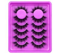 6 Pairs of Clear Band Artificial Eyelashes, Cat's Eye, 15 mm, Fluffy Cat Eye, Russian Volume Strip Lashes, D Curly Wispy False Eyelashes, Natural Look Eyelash Extensions (G6)