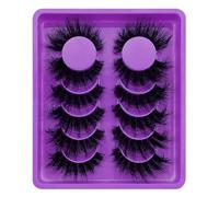 6 Pairs of Clear Band Artificial Eyelashes, Cat's Eye, 15 mm, Fluffy Cat Eye, Russian Volume Strip Lashes, D Curly Wispy False Eyelashes, Natural Look Eyelash Extensions (9X)