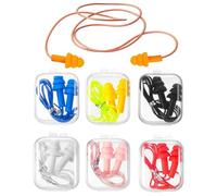 6 Pairs of Corded Earplugs, Reusable Noise Cancelling Ear Plugs for Sleeping, Swimming, Travel & Work, Waterproof Silicone Hearing Protection with Storage Case (Bright, One Size)