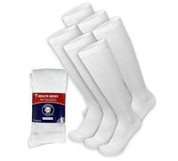 6 Pairs of Diabetic Over The Calf - Knee High Cotton Socks, Non-Binding Relax Fit (White, Fit Men's Shoe Size UK 8.5-11, EU 42-44)