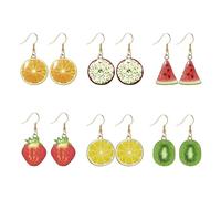 6 Pairs of Fruit Earrings - Creative Sweet Women's Accessories - Cute Clothing
