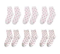 6 Pairs Of Love-Patterned Socks, Comfortable And Breathable Socks, Non-Slip Casual Socks, Thin Soft Mid-Tube Socks.