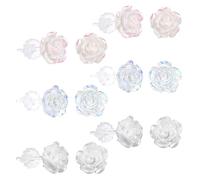 6 Pairs Plastic Rose Stud Earrings, Colorful Plastic Earrings Wonderful Clear Flower Earring Stud with Rubber Backs Earring Unique Elegant Comfortable Chic and Feather-light