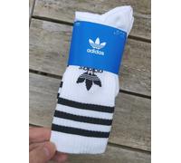 6 PAIRS S 37-39 UK 4.5-5.5 ADIDAS White 3S Logo CREW Trainer Non Cushion SOCKS