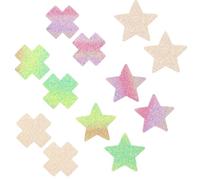 6 Pairs Self Adhesive Glitter Star Cross Nipple Covers Waterproof Invisible Thin Breathable Sexy Breast Stickers for Women Girls One Size