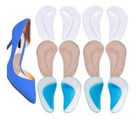 6 Pairs Silicone Arch Support Insoles - Adhesive High Arch Pads for Plantar Fasciitis Relief - Universal Fit for Women/Men/Kids (One Size)