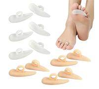 6 Pairs Silicone Gel Hammer Toe Straightener, Hammer Toe Crest Pads, Hammers Toes Support Cushions for Claw, Curled, Overlapping Toes & Bunion Relief/Correction, Unisex (White, Beige)