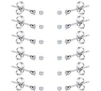 6 Pairs Small Cubic Zirconia Stud Earrings, 2mm Women's Stainless Steel Round Clear Earrings, Tiny Diamond Stud Earrings for Men Women Dainty Cartilage Earring Stud Set