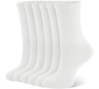 6 Pairs Socks Womens 4-7 Combed Cotton Ladies Autumn Gifts for Christmas | Ribbed Knit Breathable Soft Calf Crew Socks for Casual Work Leisure Sports Birthday Xmas Gifts for Teen Girls
