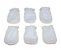 6 Pairs Solid White Cotton Newborn Baby/Infant No Scratch Mittens Gloves
