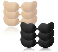 6 Pairs Sticky Bra Push Up, Thin Version Strapless Bras For Women, Stick On Bra Pushs Up, Strapless Push Up Bras Invisible Braes Suitable For Party Bar Beach And Everyday Wearing (Black, Nude)