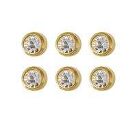 6 Pairs Studex April/Crystal Regular 4mm Gold Plated Bezel Setting Ear Piercing Stud Earrings Birthstone