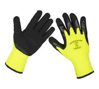 6 PAIRS Thermal Super Grip Gloves - Latex Coating - Large - Terry Liner