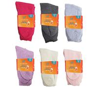 6 Pairs Thick Thermal Socks, Plus Size Womens Brushed Interior Warm Winter Cushioned Crew, Assorted Colorful, One size