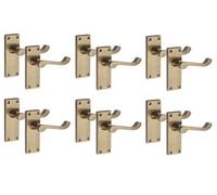 6 Pairs Victorian Scroll Latch Internal Handle Antqiue Brass Finish 120 X 40mm - Golden Grace