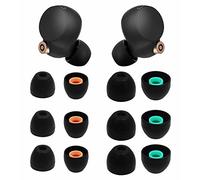 6 Pairs WF-1000XM5 Ear Tips Buds, Small Medium 2 Size Replacement Silicone Rubber Eartips Earbuds Wing Gel Skin Cover Accessories Compatible with Sony WF-1000XM4 WF-C700N WF-C500 - S/M Black