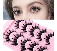 6 Pairs White Anime Eyelashes 3D Upper Lower Lashes White Spiky Eyelashes Japanese Makeup Manga Lashes for Halloween Party Stage Masquerade
