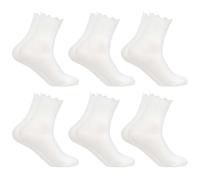 6 Pairs White Frilly Socks Women, Ruffle Turn-Cuff White Socks Women, Socks Womens 4-7, Womens Socks Size 4-7 Multipack Breathable Fashion