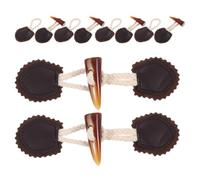 6 Pairs Winter Coat Toggle Buttons, Black PU Leather Horn | Easy Sew on Fix, Replaceable Closures for Knitwear and DIY Projects, Cotton Rope Loops