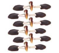6 Pairs Winter Coat Toggle Buttons with Leather Loops | Black Resin Horn Design, Secure Decorative Closure, Suitable for Duffle Bags, Sweaters, Knitting Projects and Sewing