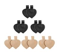 6 Pairs Women’s Adhesive Heel Pads for High Heels, PU Heart Shape | Comfortable Walking Support, Stabilizes Fit for Dancing, Anti Slip Backing, Matte Black and Nude Pairs