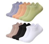 6 Pairs Womens Ankle Socks Running Athletic Low Cut Cushioned Sole Socks With Tab (UK, Alpha, One Size, Regular, Regular, Multicolor)
