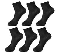 6 Pairs Women's Black Socks Size 4-7 Comfort Toe Seamed Ankle and Crew Socks for Ladies - Suitable for Work, Home, Sports, Running, and Any Outfit