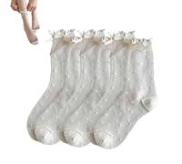 6 Pairs Women's Lace Sheer Socks, Ruffle Sheer Mesh Lace Socks, Summer Ultra Thin See Through Ankle Sock (6 pairs White,One Size)