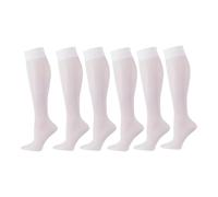 6 Pairs Women's/Ladies Knee-High Pop Socks, Opaque Nylon Microfiber, Breathable Comfort Top, UK 4-7 (UK, Numeric, 4, 7, Regular, Regular, White)